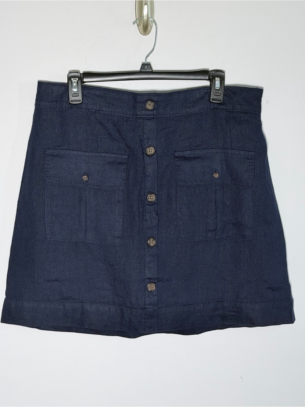 Nicole Miller Navy Button-Front Mini Skirt - Picture 3 of 8